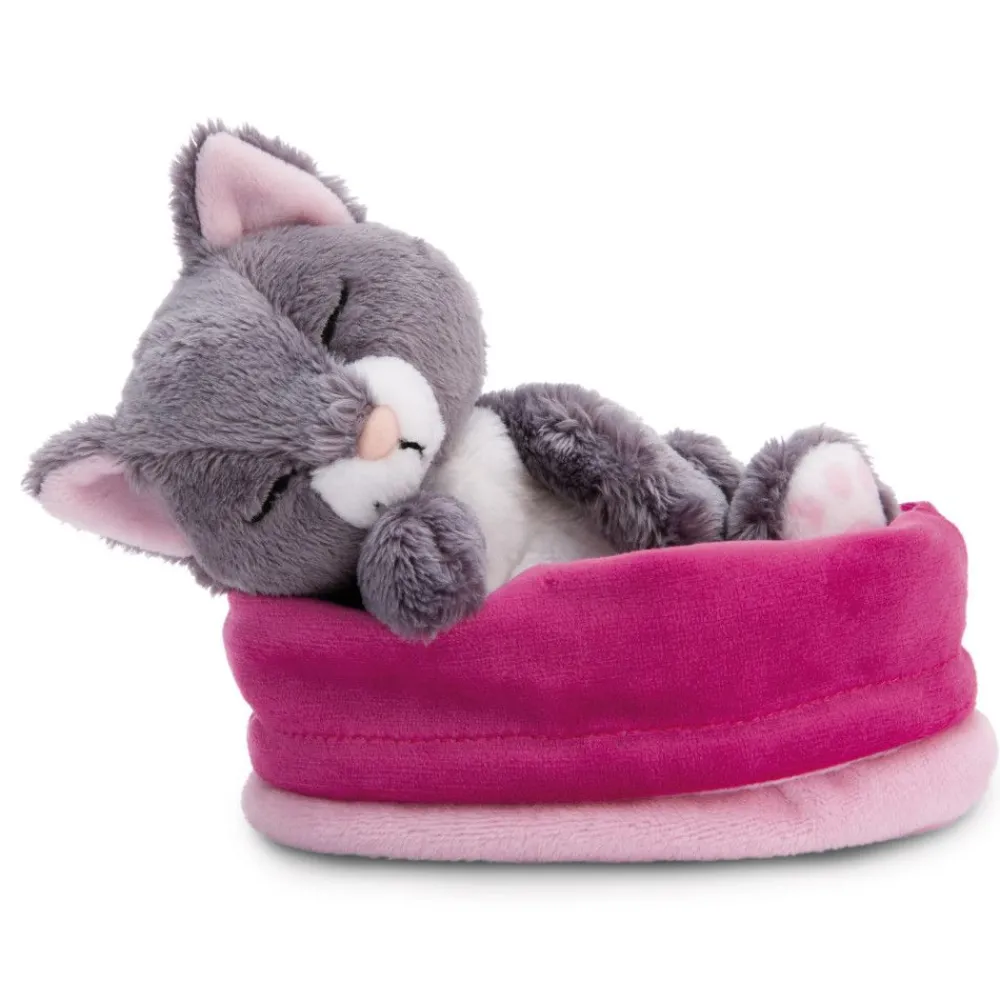 NICI My Nici Pets>Kuscheltier Sleeping Pets Graue Katze Im Rosa Korbchen