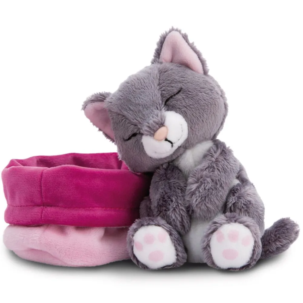 NICI My Nici Pets>Kuscheltier Sleeping Pets Graue Katze Im Rosa Korbchen